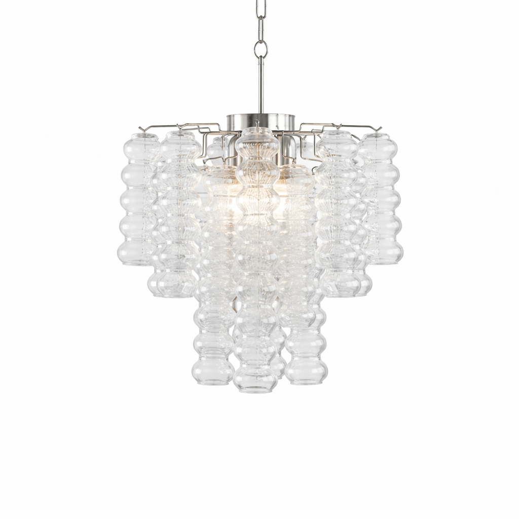 Elegant Ripple Column Chandelier - Adjustable Height, Energy Efficient