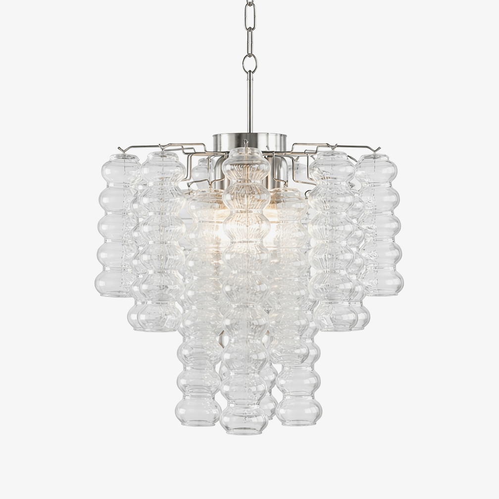 Elegant Ripple Column Chandelier - Adjustable Height, Energy Efficient