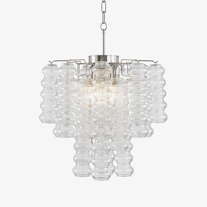 Elegant Ripple Column Chandelier - Adjustable Height, Energy Efficient