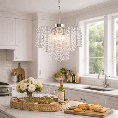 Elegant Ripple Column Chandelier - Adjustable Height, Energy Efficient