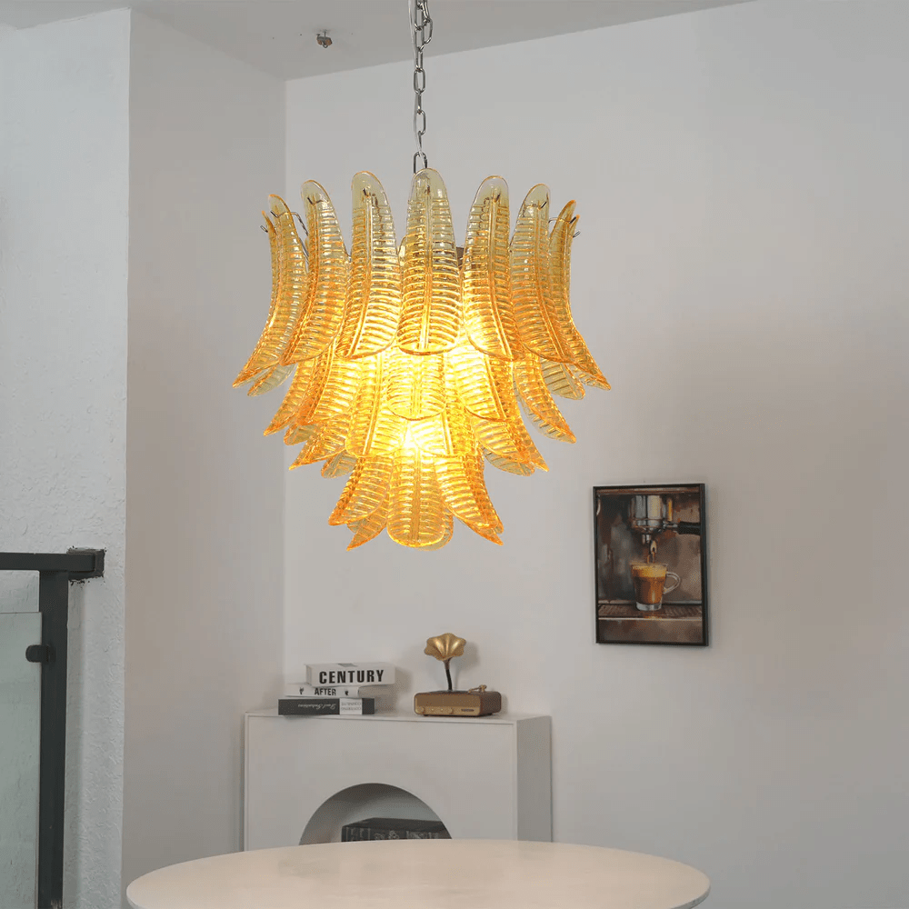 Aurelium Cascade Glass Chandelier - Elegant Design with Adjustable Hei