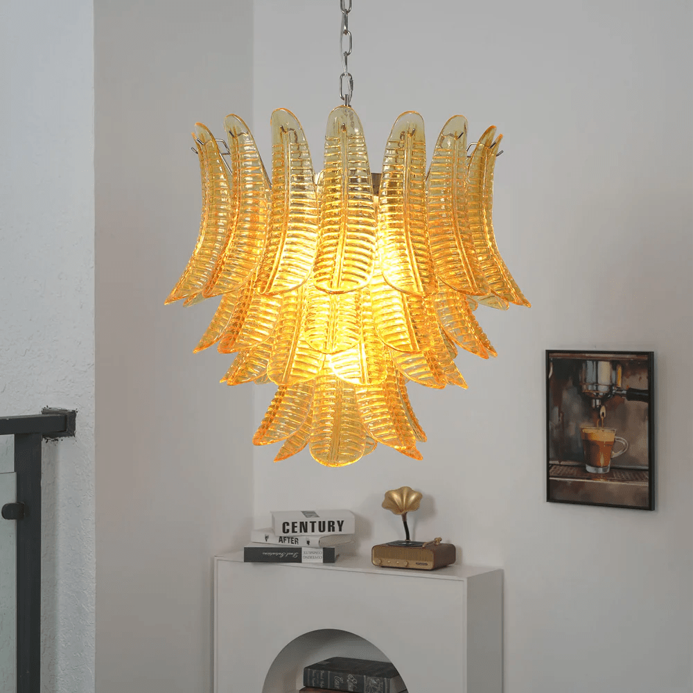 Aurelium Cascade Glass Chandelier - Elegant Design with Adjustable Hei