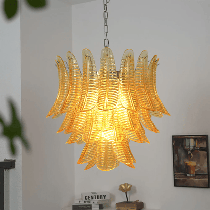 Aurelium Cascade Glass Chandelier - Elegant Design with Adjustable Hei
