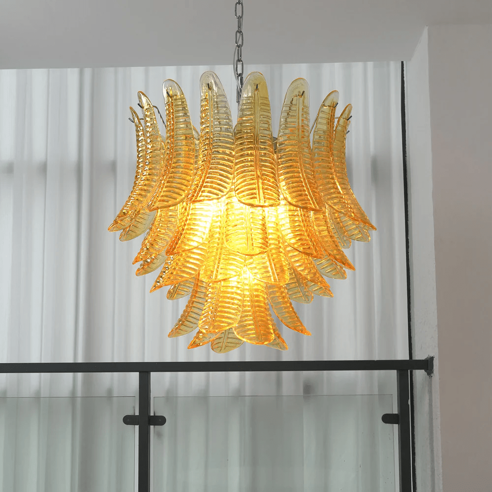 Aurelium Cascade Glass Chandelier - Elegant Design with Adjustable Hei