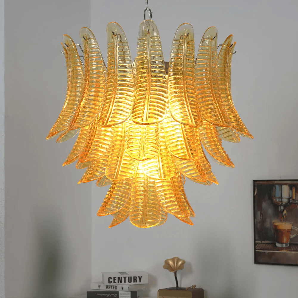 Aurelium Cascade Glass Chandelier - Elegant Design with Adjustable Hei