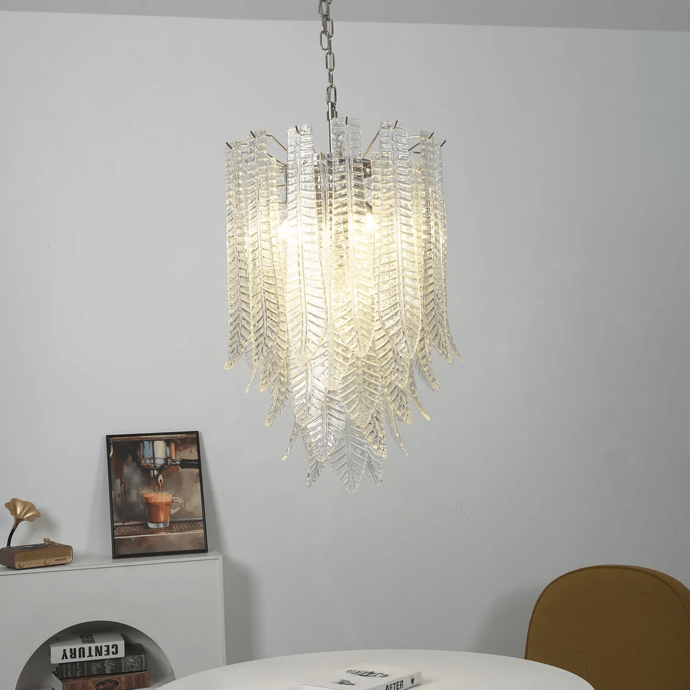 Silvae Veil Glass Chandelier - Elegant Design with Adjustable Height