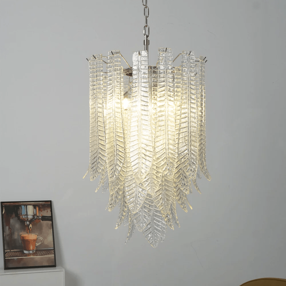 Silvae Veil Glass Chandelier - Elegant Design with Adjustable Height