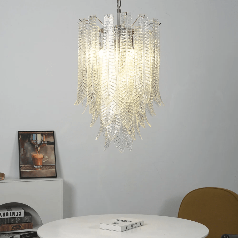 Silvae Veil Glass Chandelier - Elegant Design with Adjustable Height