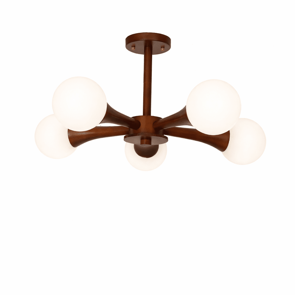 Elegant Wooden Nera Chandelier - Adjustable Height, Energy Efficient