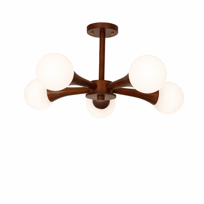 Elegant Wooden Nera Chandelier - Adjustable Height, Energy Efficient