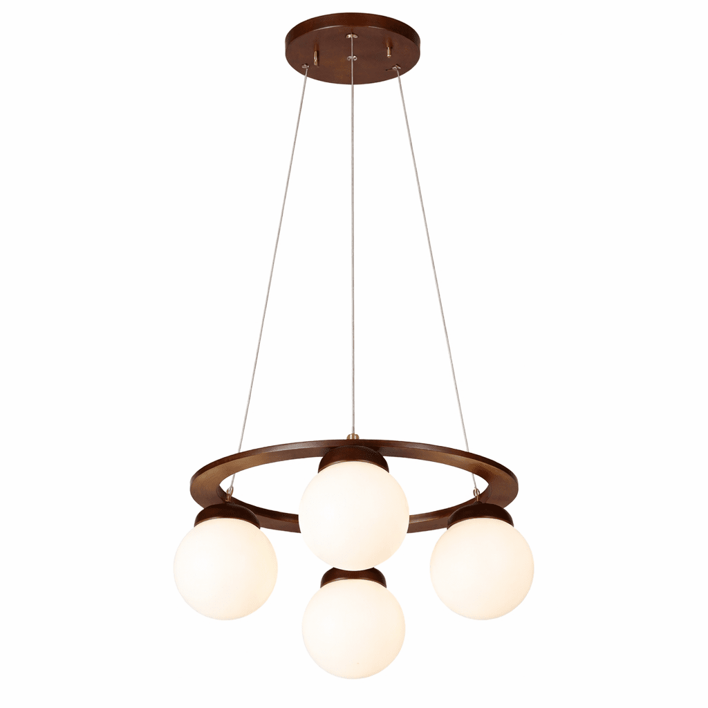Miira Wood Chandelier - Elegant Design with Adjustable Height & LED Co
