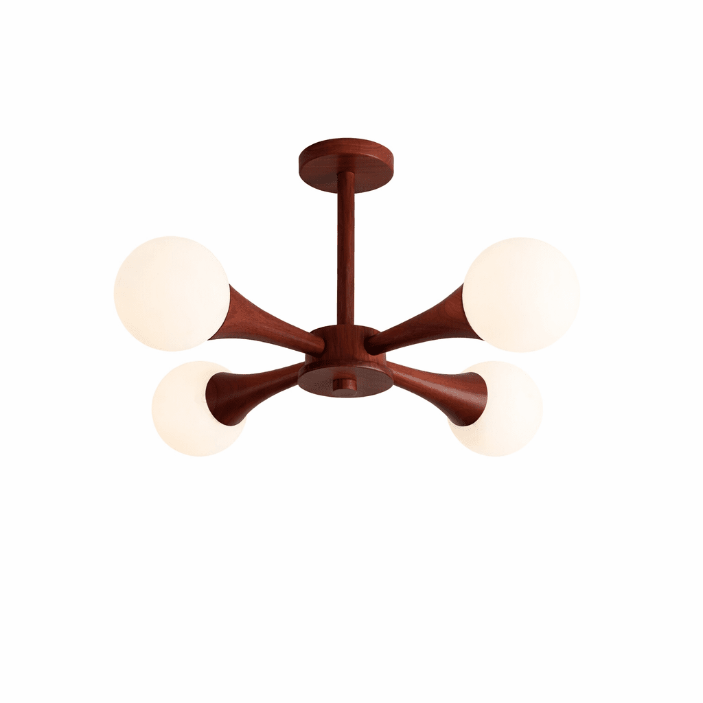 Elegant Wooden Nera Chandelier - Adjustable Height, Energy Efficient