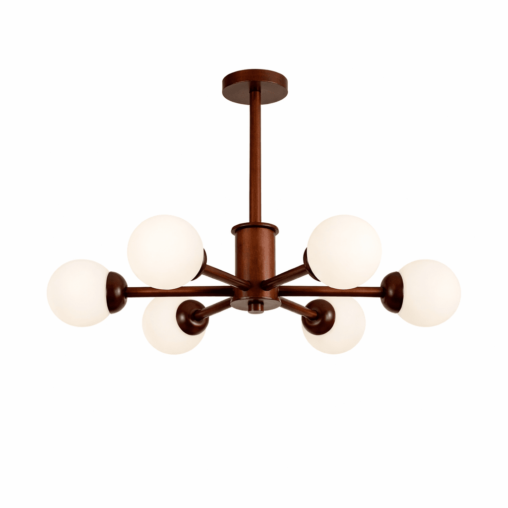 Kozan Wooden Chandelier - Elegant Design with Adjustable Height & LED