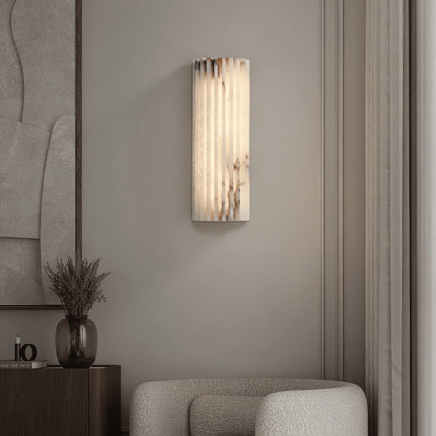 Alabaster Wall Light - Elegant Design, Adjustable Brightness