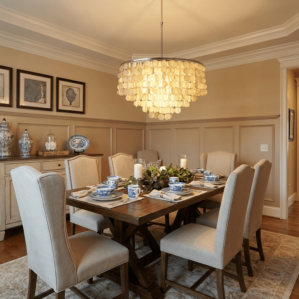 Oceana Shell Chandelier - Elegant Lighting with Adjustable Brightness