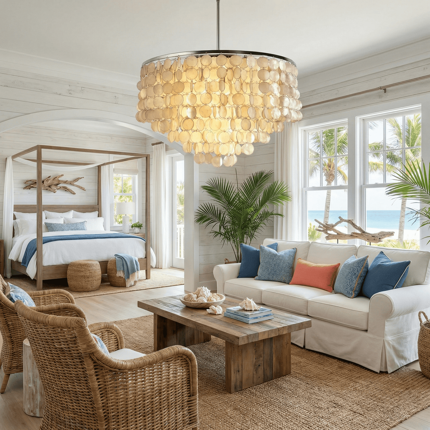 Oceana Shell Chandelier - Elegant Lighting with Adjustable Brightness