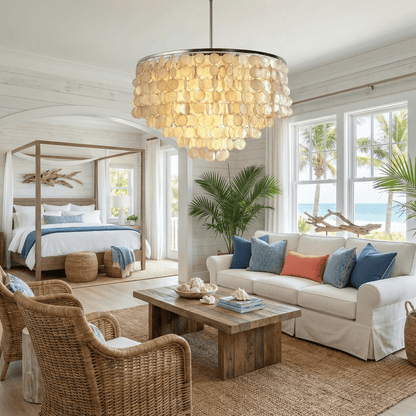 Oceana Shell Chandelier - Elegant Lighting with Adjustable Brightness