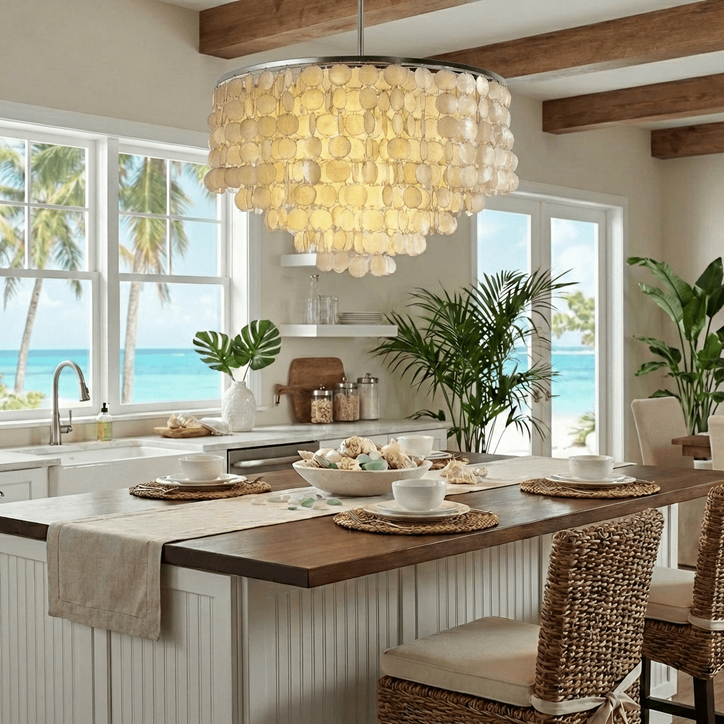 Oceana Shell Chandelier - Elegant Lighting with Adjustable Brightness