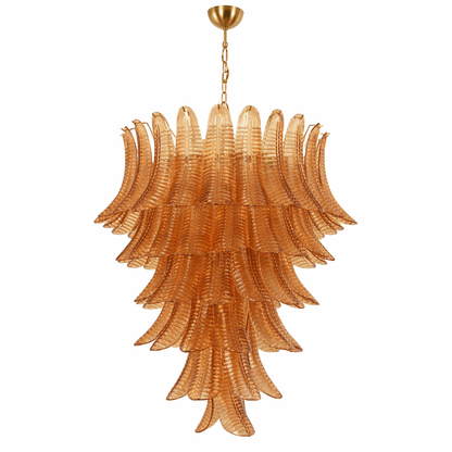 Amber Leaf Cascade Chandelier - Elegant Design with Adjustable Height
