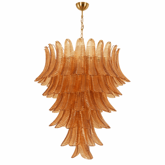Amber Leaf Cascade Chandelier - Elegant Design with Adjustable Height