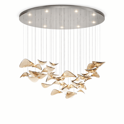 Elegant Wave Floating Leaf Chandelier with Adjustable Brightness & Eco