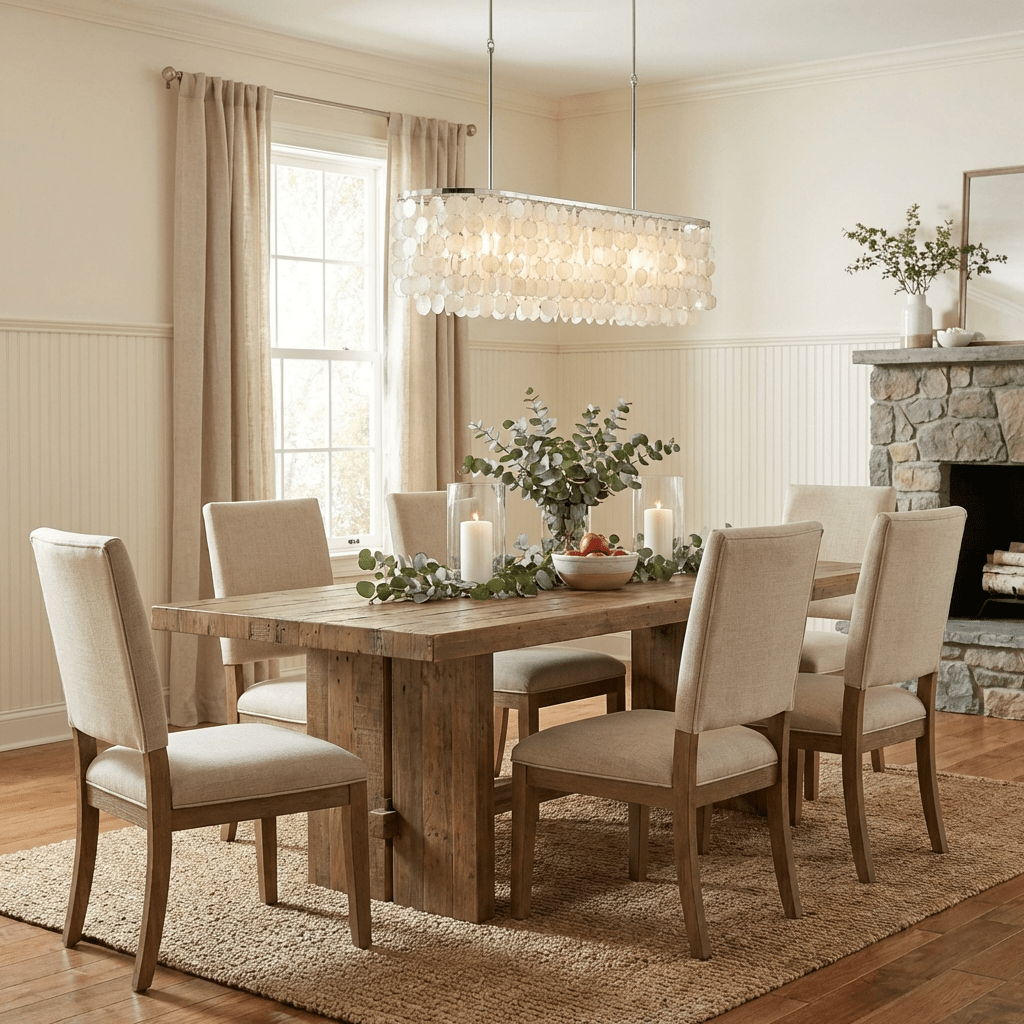 Liora Shell Linear Chandelier - Modern Design with Adjustable Height