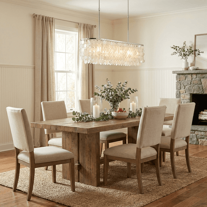 Liora Shell Linear Chandelier - Modern Design with Adjustable Height
