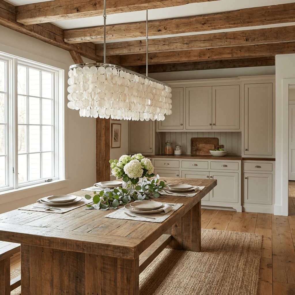 Liora Shell Linear Chandelier - Modern Design with Adjustable Height