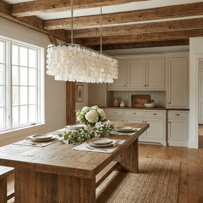 Liora Shell Linear Chandelier - Modern Design with Adjustable Height