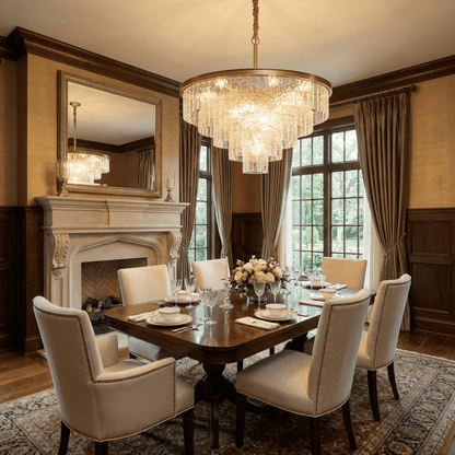 Gaia Round Chandelier - Elegant Design with Adjustable Height & LED Bu