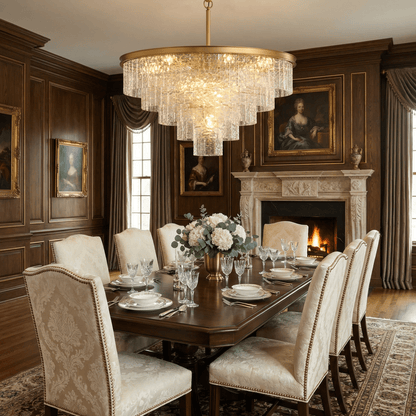 Gaia Round Chandelier - Elegant Design with Adjustable Height & LED Bu