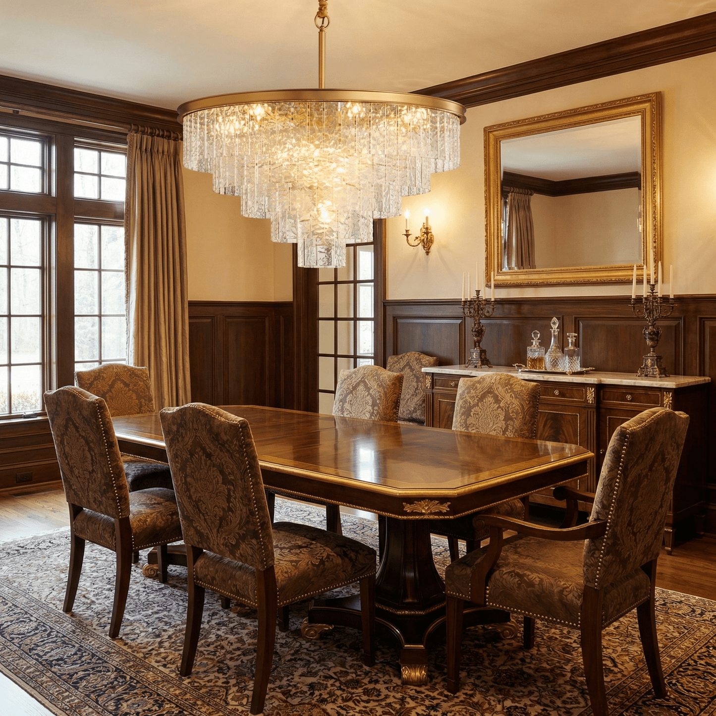 Gaia Round Chandelier - Elegant Design with Adjustable Height & LED Bu