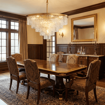 Gaia Round Chandelier - Elegant Design with Adjustable Height & LED Bu