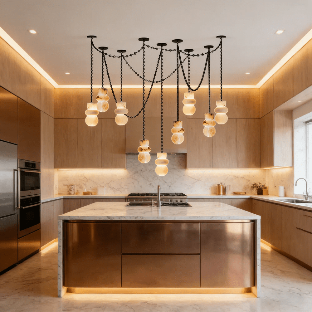 Orba Chain Chandelier - Elegant Design with Adjustable Height & Dimmab