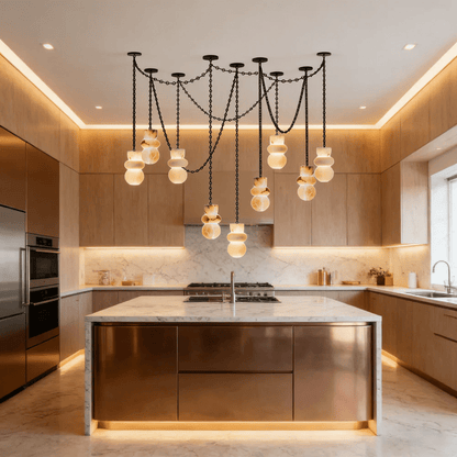 Orba Chain Chandelier - Elegant Design with Adjustable Height & Dimmab