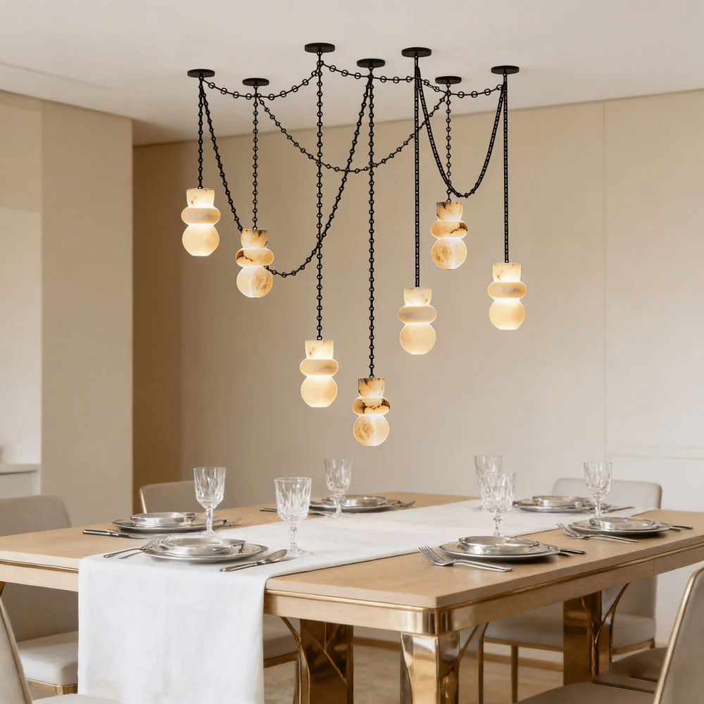 Orba Chain Chandelier - Elegant Design with Adjustable Height & Dimmab
