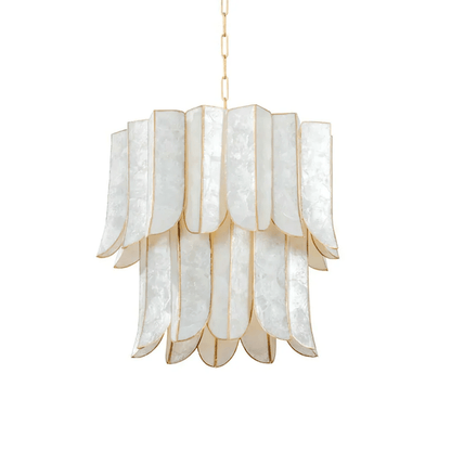 Cascara Shell Chandelier - Elegant Design with Adjustable Height & LED