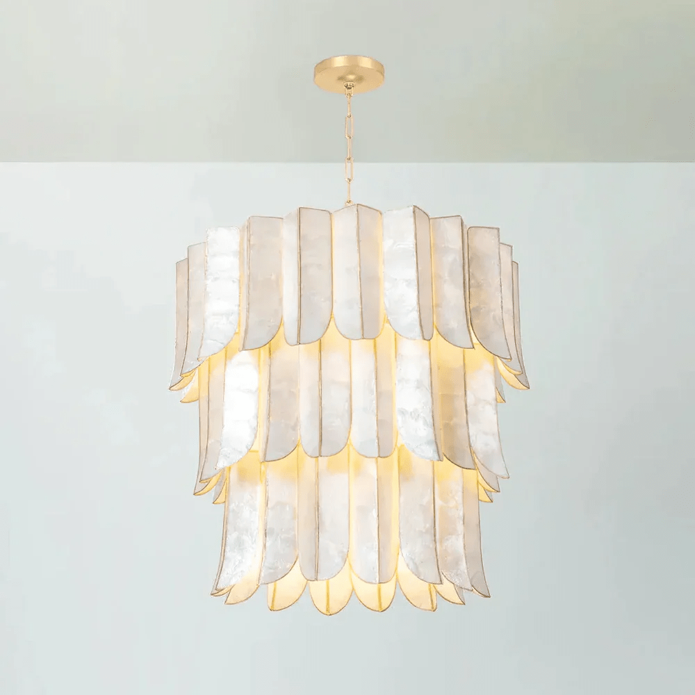 Cascara Shell Chandelier - Elegant Design with Adjustable Height & LED