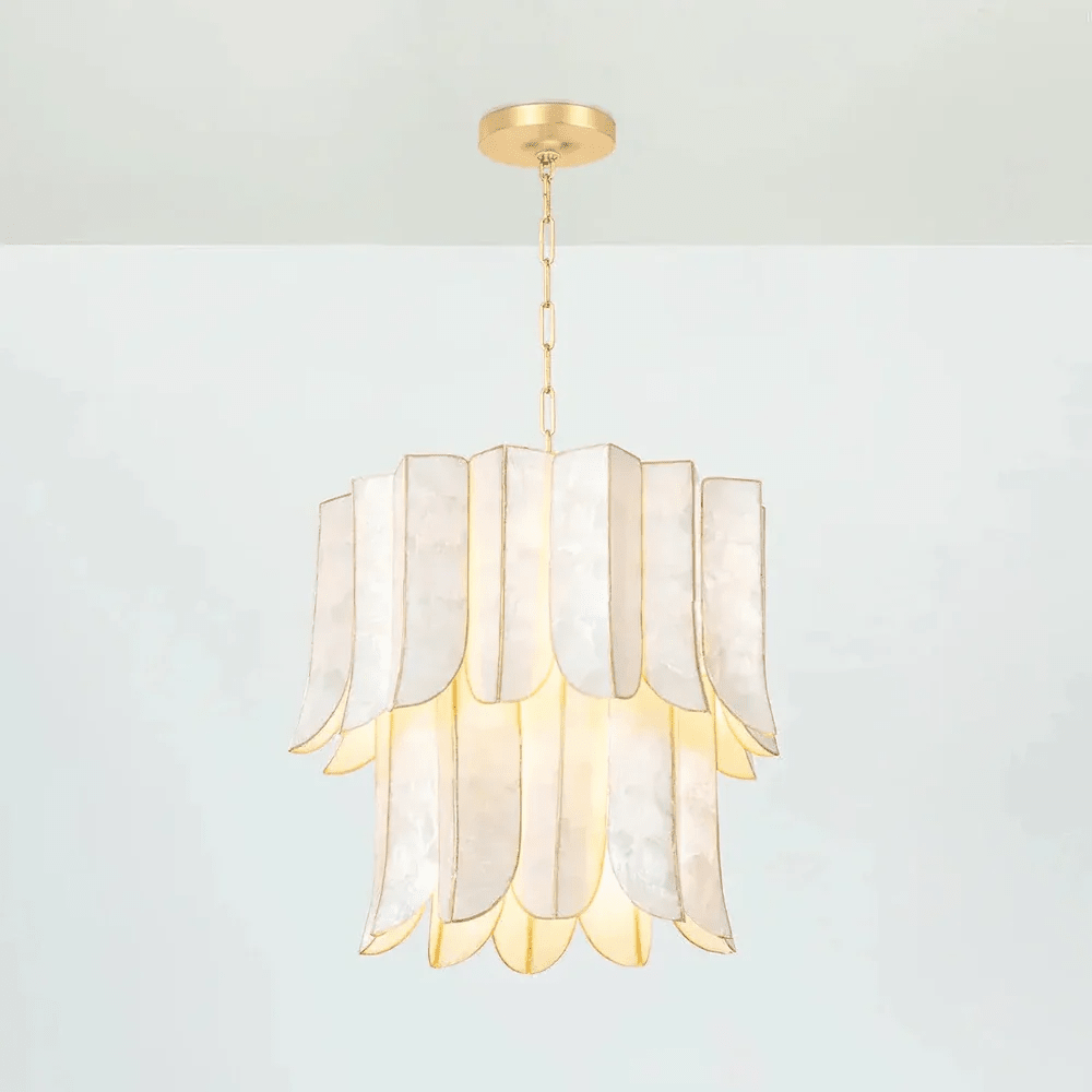 Cascara Shell Chandelier - Elegant Design with Adjustable Height & LED