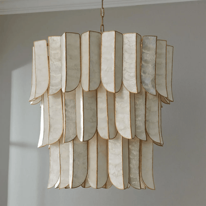 Cascara Shell Chandelier - Elegant Design with Adjustable Height & LED