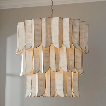 Cascara Shell Chandelier - Elegant Design with Adjustable Height & LED