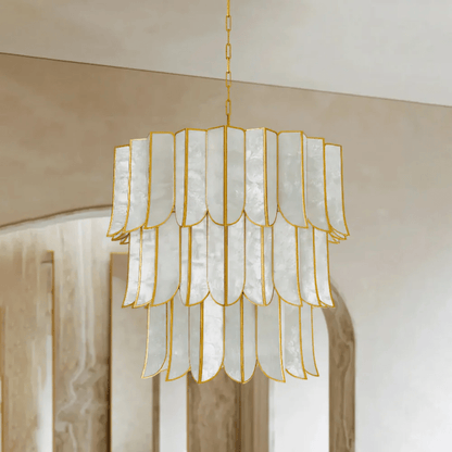 Cascara Shell Chandelier - Elegant Design with Adjustable Height & LED