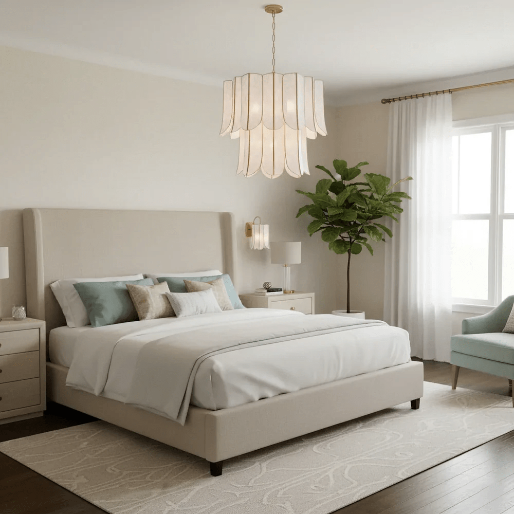 Cascara Shell Chandelier - Elegant Design with Adjustable Height & LED