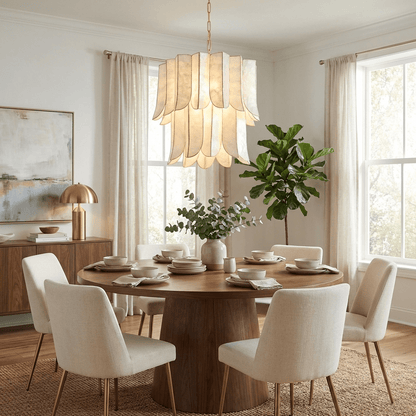 Cascara Shell Chandelier - Elegant Design with Adjustable Height & LED