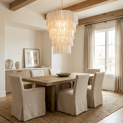 Cascara Shell Chandelier - Elegant Design with Adjustable Height & LED
