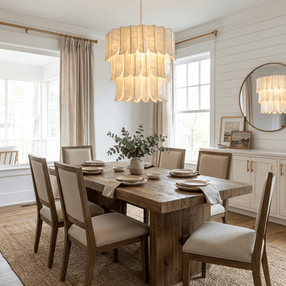 Cascara Shell Chandelier - Elegant Design with Adjustable Height & LED