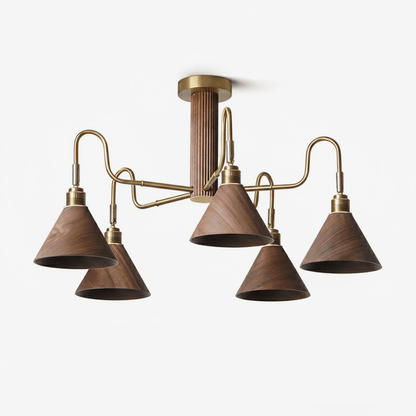 Bravik Wood Chandelier - Elegant Design with Adjustable Height & LED C