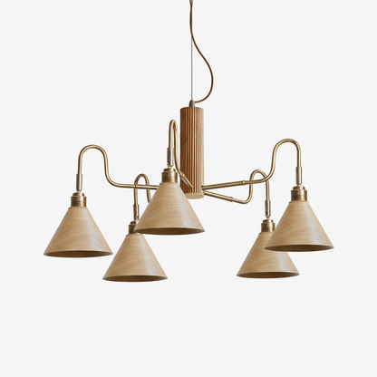 Bravik Wood Chandelier - Elegant Design with Adjustable Height & LED C