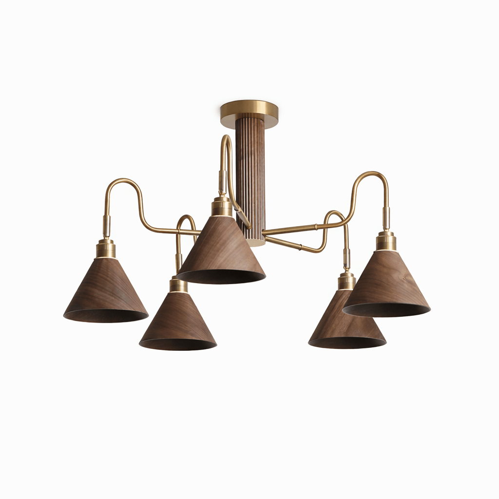 Bravik Wood Chandelier - Elegant Design with Adjustable Height & LED C