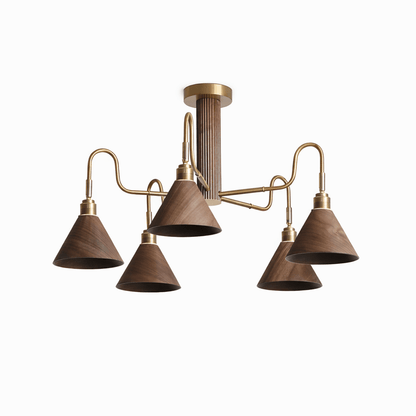 Bravik Wood Chandelier - Elegant Design with Adjustable Height & LED C